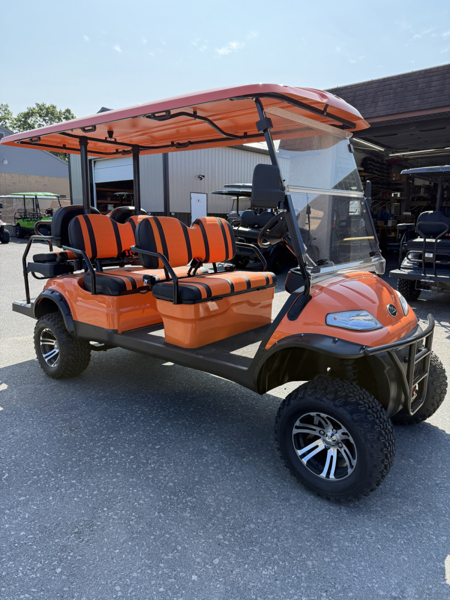 2023 Used Elite Alset EV6L Orange 48 volt Low Speed Vehicle LSV street legal cart, 399 miles For Sale - Image 2